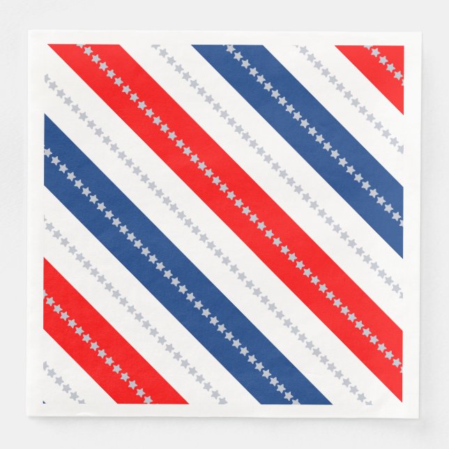 Americana Red White Blue Stars & Stripes Serviette (Vorderseite)