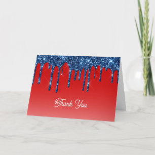 Americana Rot Blau Glitter-Tropfen Dankeskarte