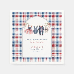 Americana Rot Weiß Blau Aquarellmuster  N Serviette