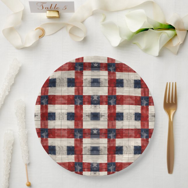 Americana Rot Weiß Blau Papierplatten Pappteller (Hochzeit)
