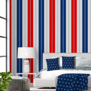 Americana Rot Weiß Blau Sechs Zoll Sterne und Stre Tapete