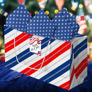 Americana Rot Weiß Blau Sterne und Streifen Große Geschenktüte