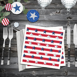 Americana Rot Weiß Blau Sterne Und Streifen Serviette