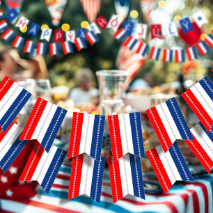 Americana Rot Weiß Blau Sterne und Streifen Wimpelkette