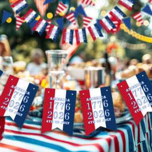 Americana Rot Weiß Blau Streifen Amerika 1776 2026 Wimpelkette