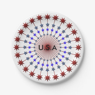 Americana-, rotes weißes und Blau mit Sternen Pappteller