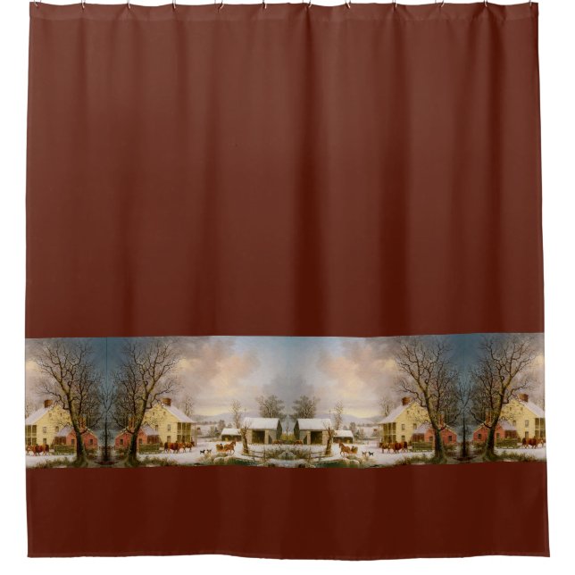 Americana Sleigh Ride Horse Country Shower Curtain Duschvorhang (Vorderseite)