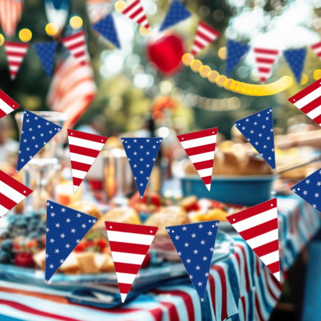 Americana Stars And Stripes Red White Blue Flag Wimpelkette (Von Creator hochgeladen)