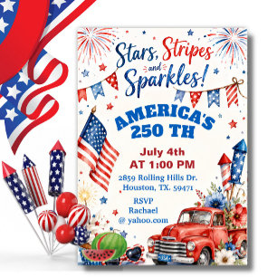 Americana Sterne Streifen Glanz BBQ-Feier Einladung