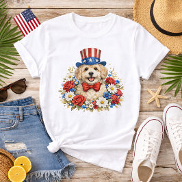 Americana-Welpen-Illustration T-Shirt