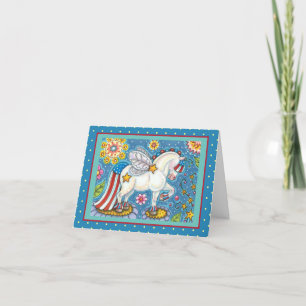 AMERICANA WHIMSYNICKER PATRIOTIC PONY Niedlich Fan Feiertagskarte