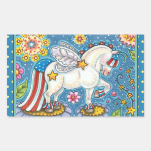 AMERICANA WHIMSYNICKER PATRIOTIC PONY Niedlich Fan Rechteckiger Aufkleber