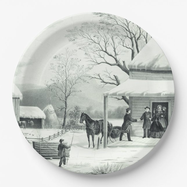 AmericanaCurrier Ives Pappteller (Vorderseite)