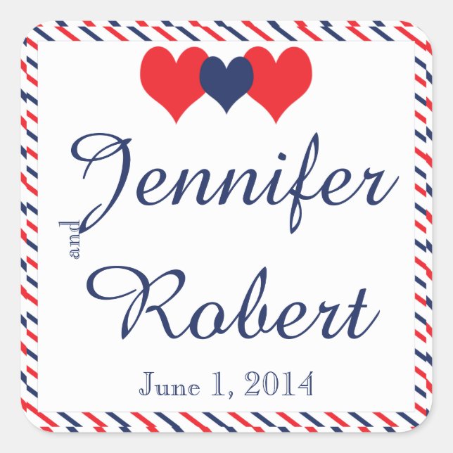 Americanaherzen, die Umschlag Aufkleber Wedding (Vorderseite)