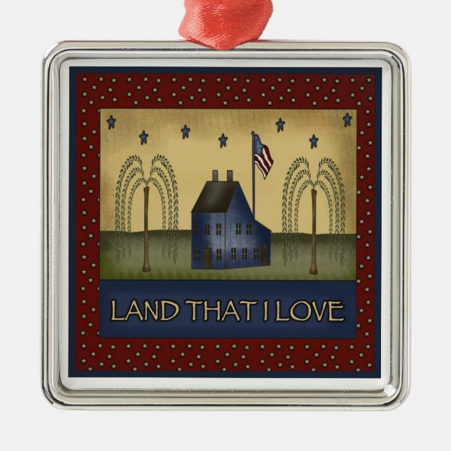 Americanaland-patriotisches Weihnachtsgeschenk Ornament Aus Metall (Vorne)