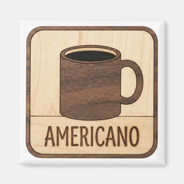Americano Coffee Wooden Sign Magnet (Vorne)