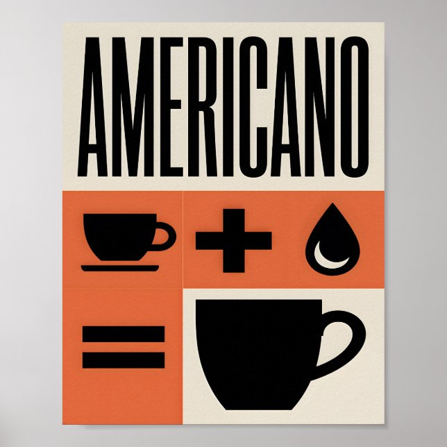 Americano Kaffee Formel Minimalist Orange  Poster (Vorne)
