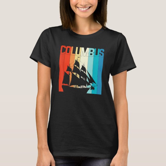 Americans Discovered Columbus Day Vintage People's T-Shirt (Vorderseite)