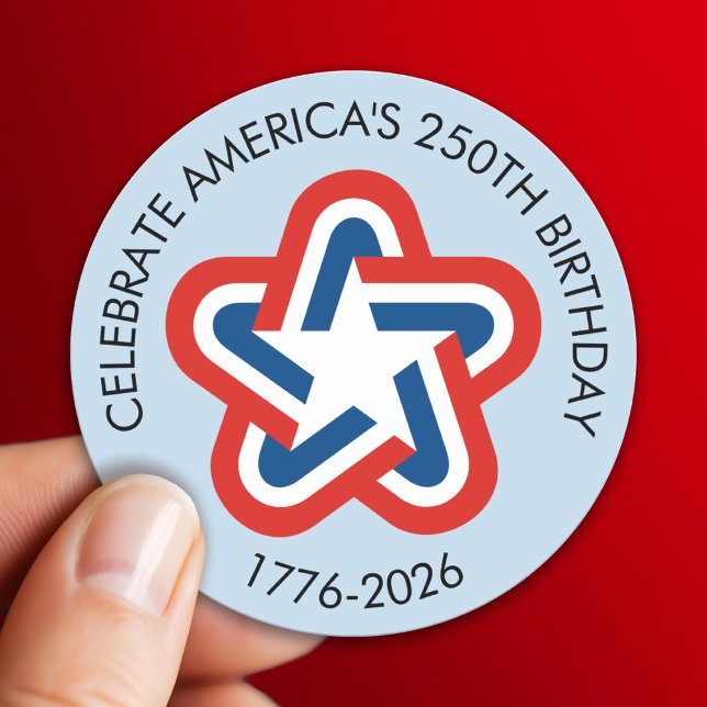 America's 250th Birthday - 1776-2026 Vintage Star Runder Aufkleber (Celebrate America's 250th Birthday)