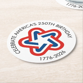 America's 250th Birthday - 1776-2026 Vintage Star Runder Pappuntersetzer