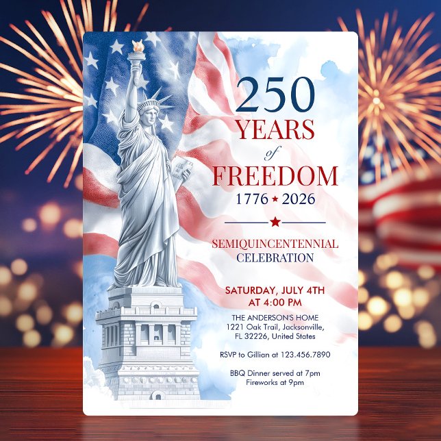 America's Semiquincentennial 250 Years Freedom Einladung (Semiquincentennial 250 Years Freedom Invitation)