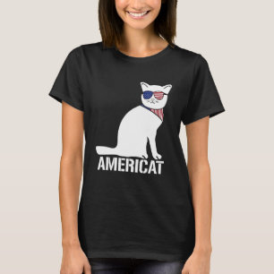 Americat Coole Katze 4. Juli Männer Frauen T-Shirt
