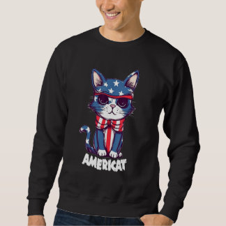 Americat Cute Cat  4th of July Men Women Sweatshirt