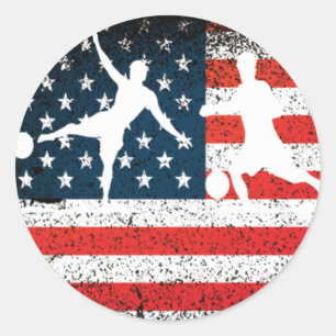 Americen Patriot Beach Soccer Runder Aufkleber