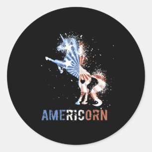 Americorn amerikanische Flagge patriotisches Einho Runder Aufkleber