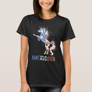 Americorn amerikanische Flagge patriotisches Einho T-Shirt