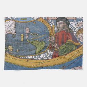 Amerigo Vespucci Entdecker auf einer Karte der Ame Handtuch