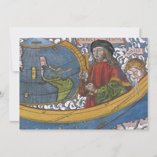 Amerigo Vespucci Explorer auf einer Karte von Amer (Vorderseite)