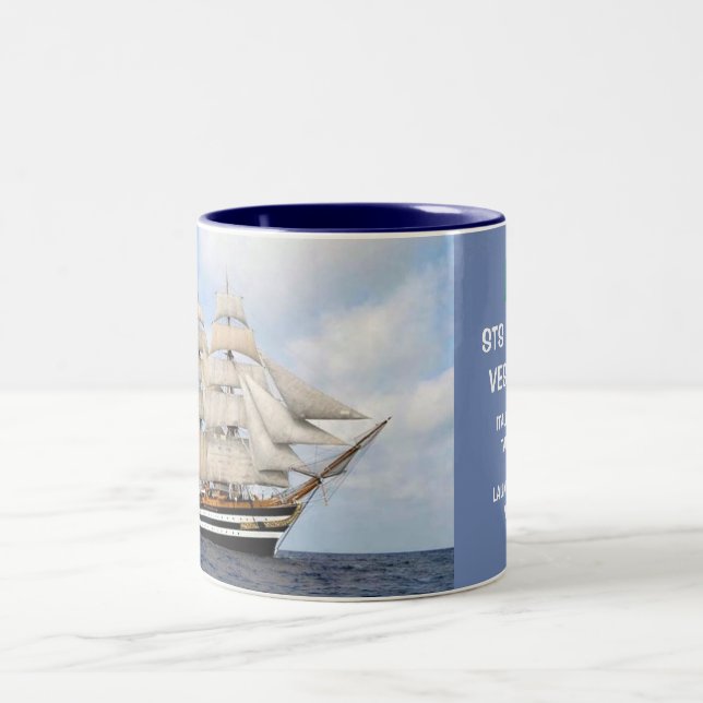 Amerigo Vespucci, italienisches Hochseeschiff Zweifarbige Tasse (Mittel)