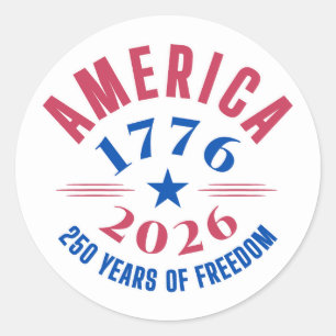AMERIKA 1776 2026 250 Jahre Freiheitsjubiläum Runder Aufkleber