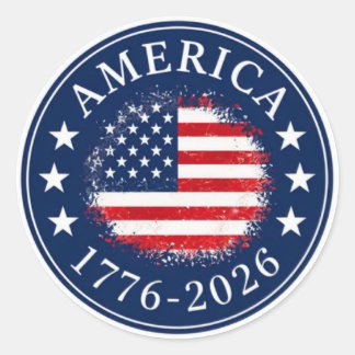 Amerika 1776 2026 250. Jubiläum Patrioten USA Runder Aufkleber