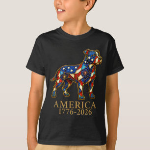 Amerika 1776-2026 Pit Bull Patriotische Flagge Usa T-Shirt
