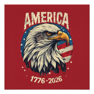Amerika 1776 2026 Weißkopfseeadler Patriotische US Poster