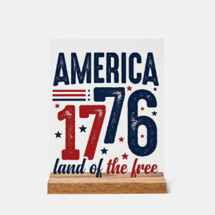 Amerika 1776 Land der Freien Vintage Patriotisches Acrylschild
