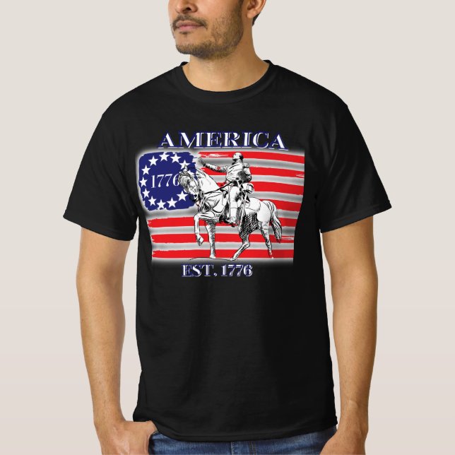 Amerika 1776 mit George Washington T - Shirt (Vorderseite)
