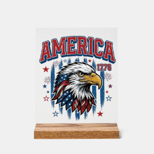 Amerika 1776 Vintage Adler Patriotisches Shirt Des Acrylschild