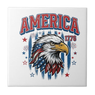 Amerika 1776 Vintage Adler Patriotisches Shirt Des Fliese