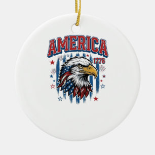 Amerika 1776 Vintage Adler Patriotisches Shirt Des Keramik Ornament