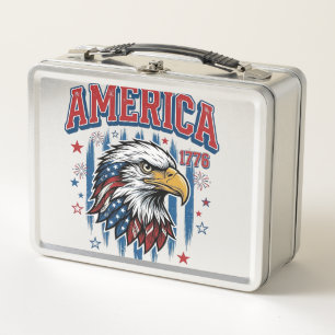 Amerika 1776 Vintage Adler Patriotisches Shirt Des Metall Brotdose