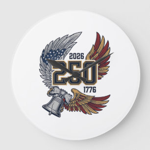 Amerika 250 Adlerflügel 2026 Patriotisches Design_ Große Wanduhr