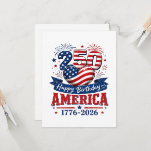 Amerika 250 Alles Gute zum Geburtstag Patriotische Einladung