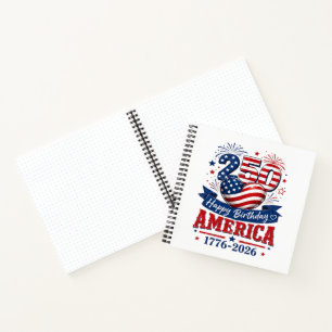 Amerika 250 Alles Gute zum Geburtstag Patriotische Notizbuch