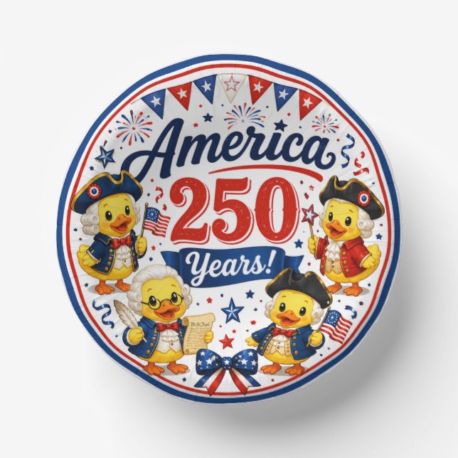 Amerika 250 Entchen-Feier Pappteller (Vorderseite)