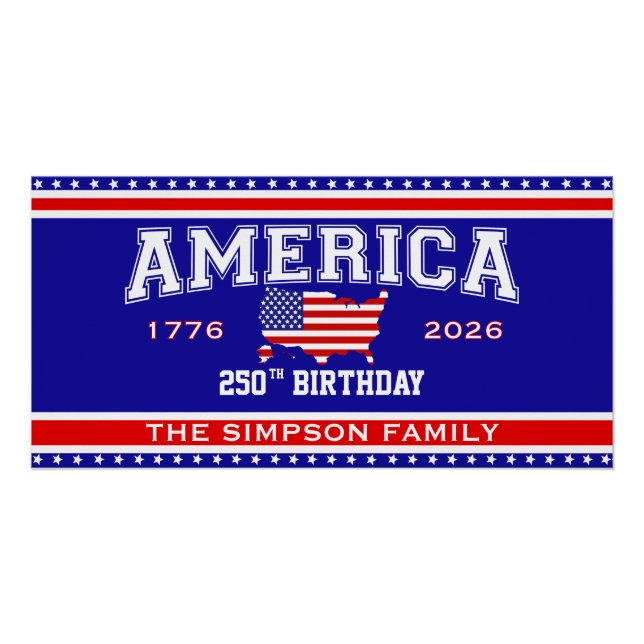 Amerika 250 Geburtstag 1776-2026 Poster (Vorderseite)