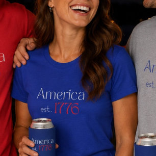 Amerika 250 Geburtstag est 1776 Typografie Blau T-Shirt