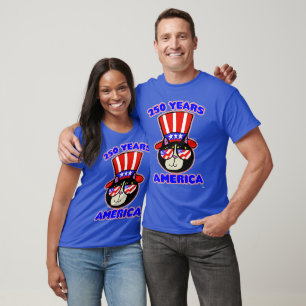 Amerika 250 Geburtstag Patriot Katze Spaß Unabhäng T-Shirt